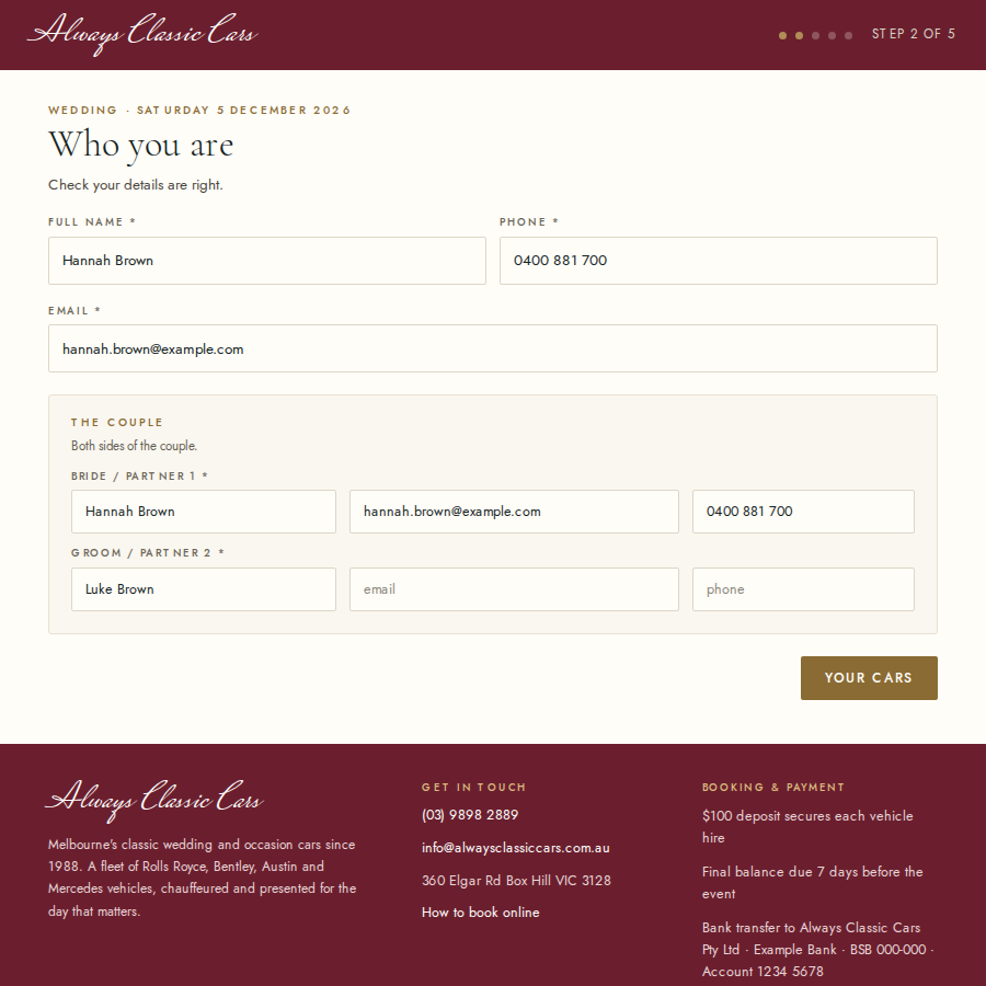 Changing your booking through the link